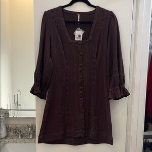 Free People Jules Mini Dress Size M Double Espresso Brown